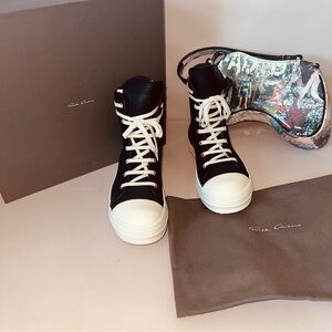 RICK OWENS Black Washed Calf Sneaker